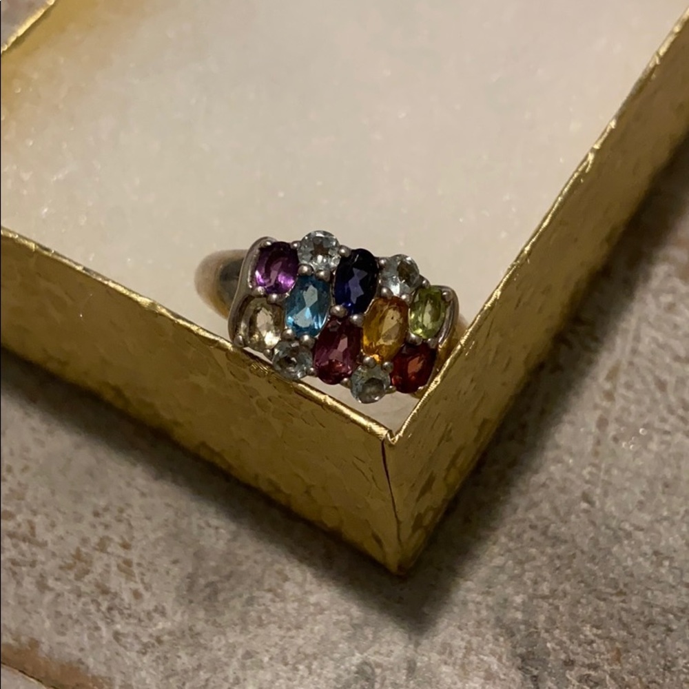 Sterling multi-gemstone party ring
